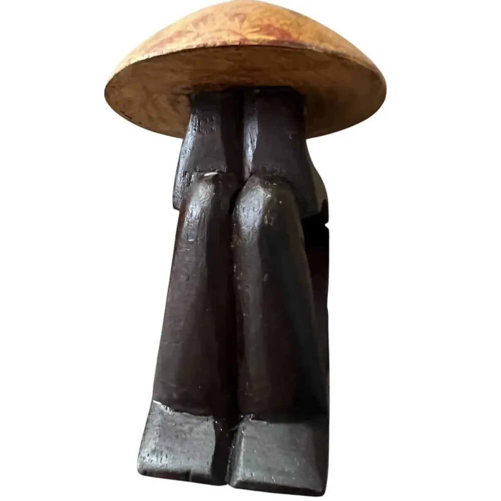 PIER 1 IMPORTS Wooden Carved Napkin Rings Asian SET OF 4 RICE HAT 1717-33